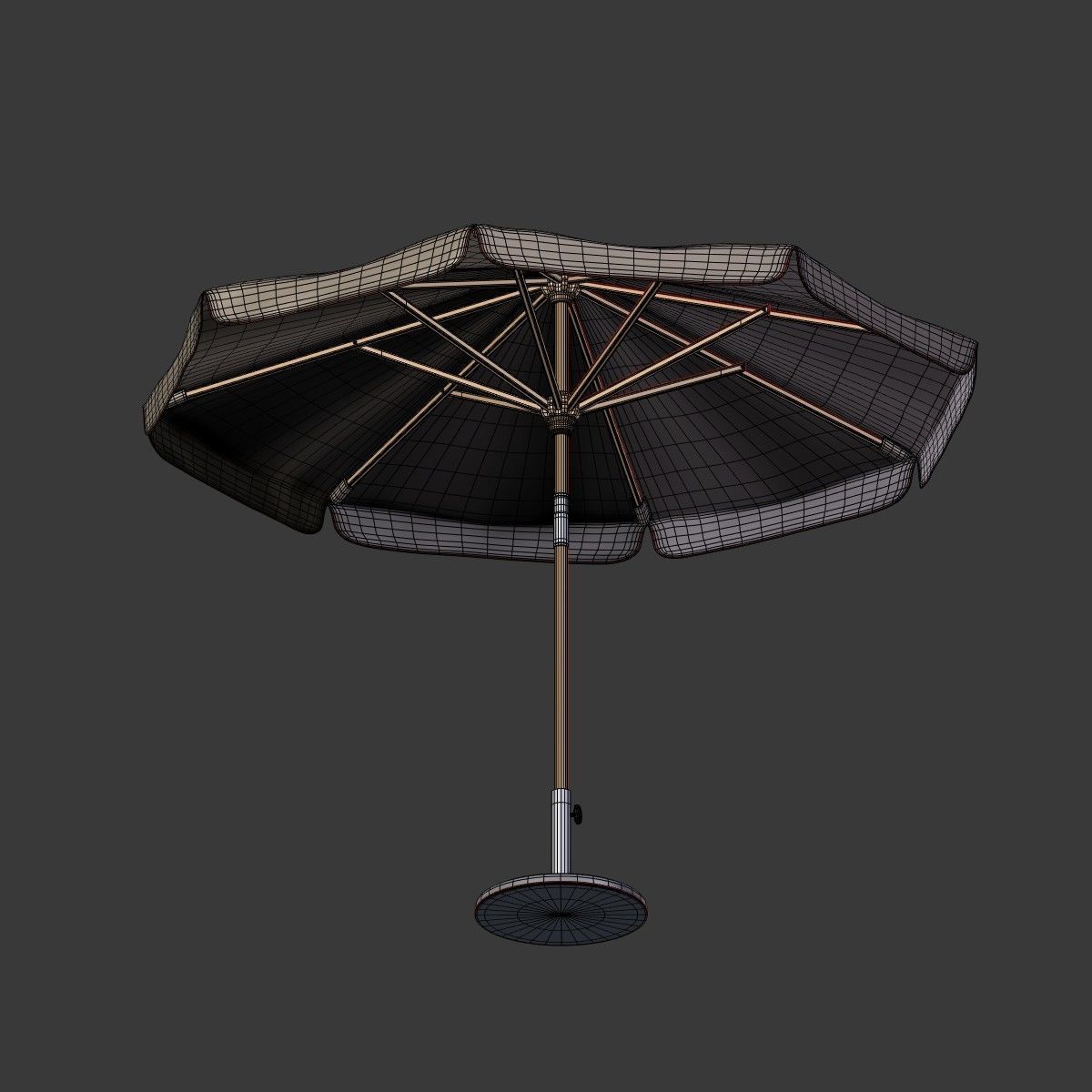 Patio Umbrella - Parasol Low-poly 3D model_9