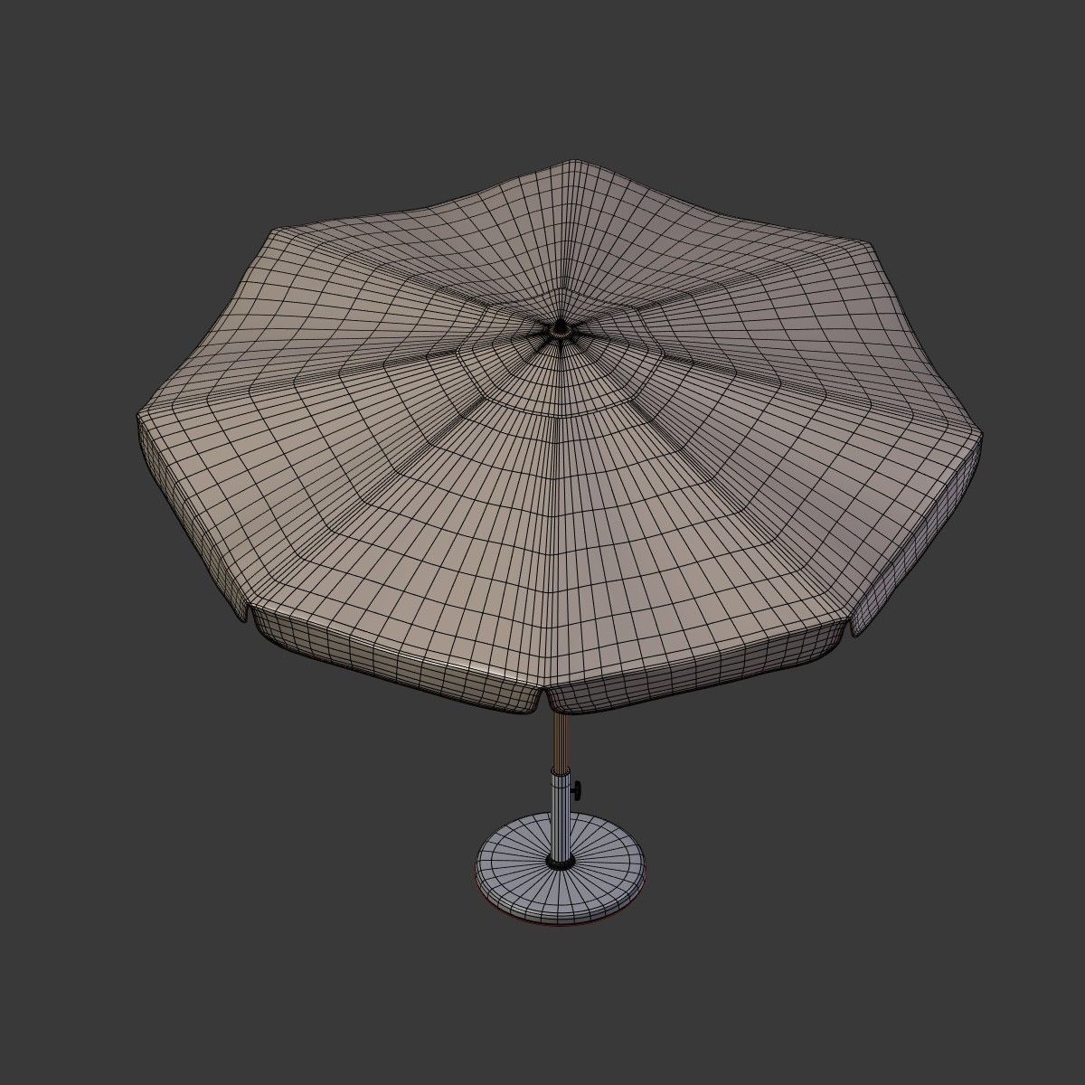 Patio Umbrella - Parasol Low-poly 3D model_7