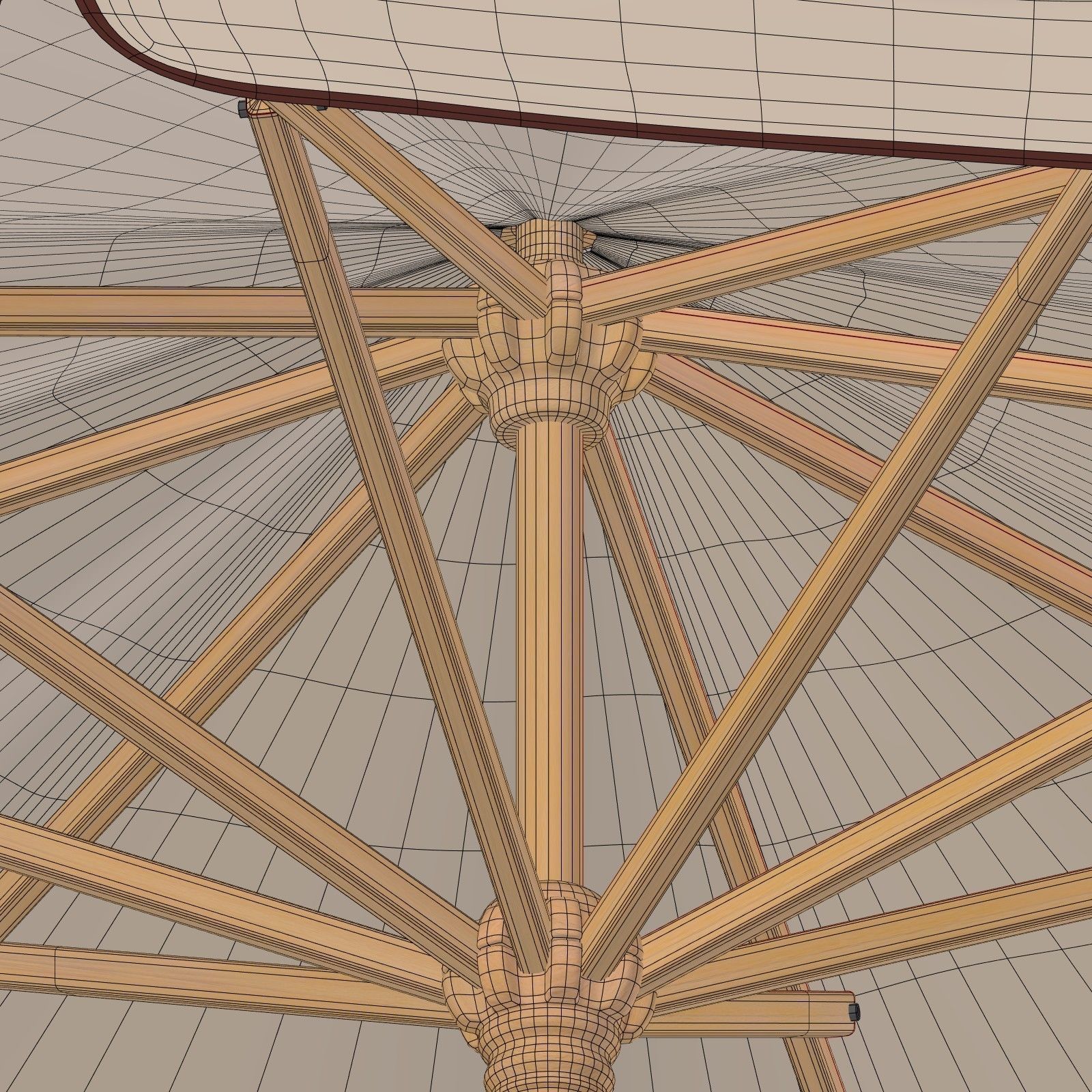 Patio Umbrella - Parasol Low-poly 3D model_5