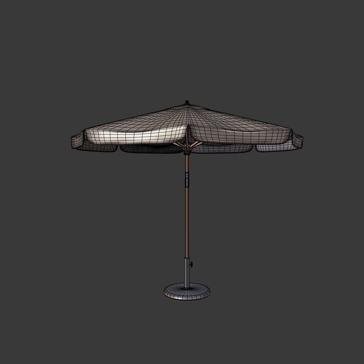 Patio Umbrella - Parasol Low-poly 3D model_2