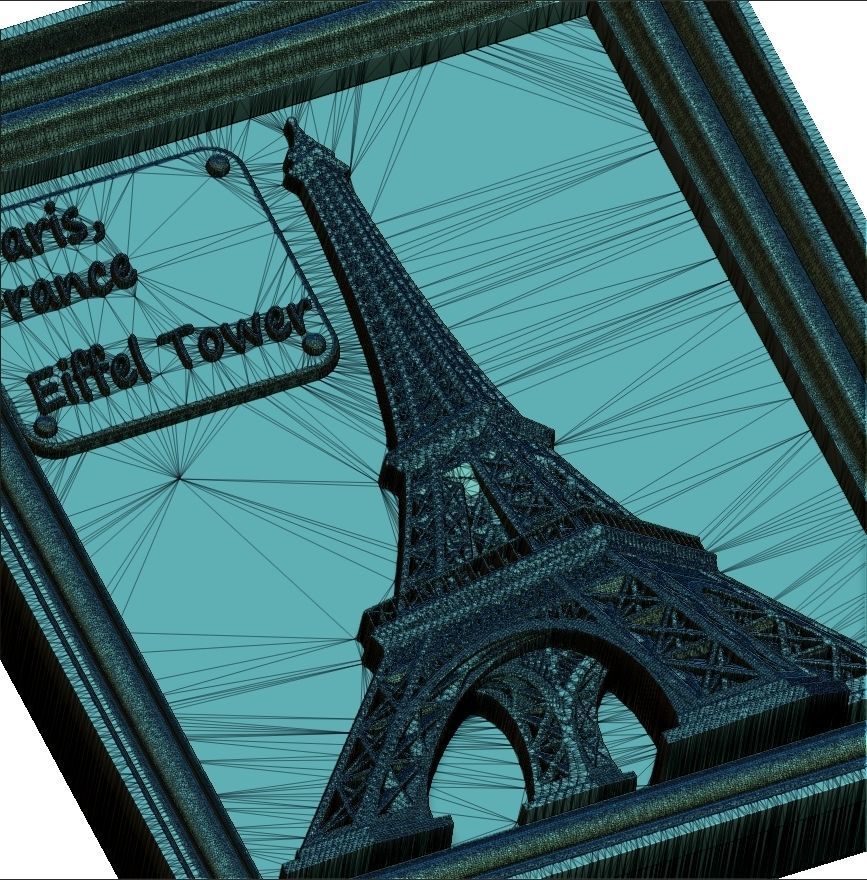 Eiffel Tower Panno STL File for CNC Relief engraving 3D model_5