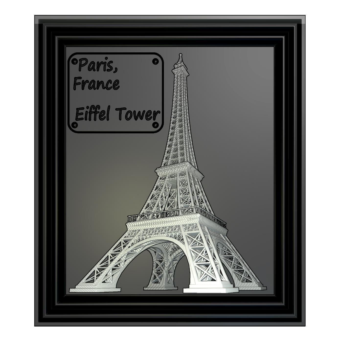 Eiffel Tower Panno STL File for CNC Relief engraving 3D model_8