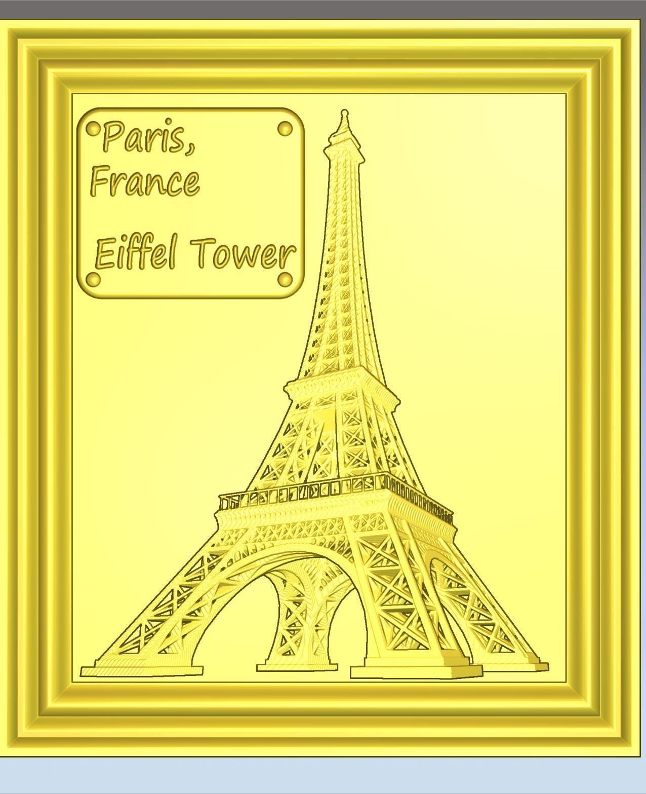 Eiffel Tower Panno STL File for CNC Relief engraving 3D model_14