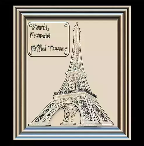 Eiffel Tower Panno STL File for CNC Relief engraving 3D model