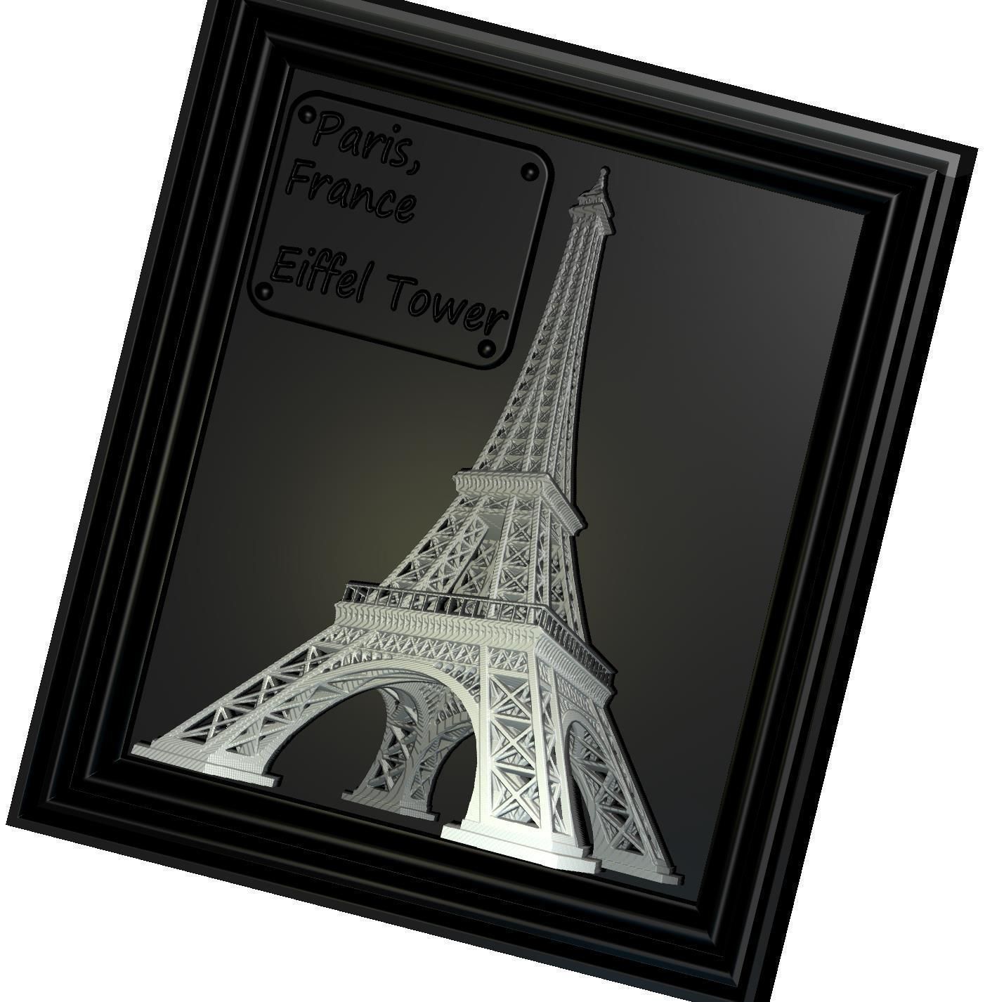 Eiffel Tower Panno STL File for CNC Relief engraving 3D model_10