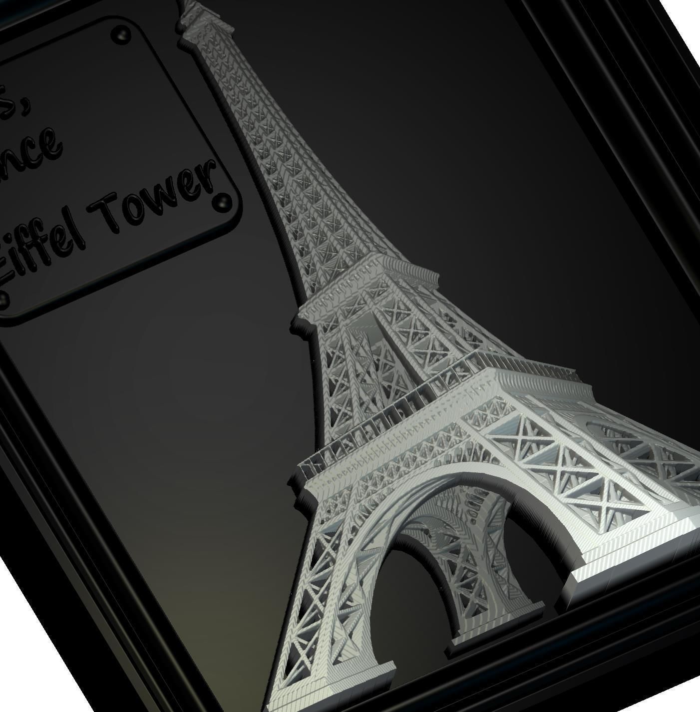 Eiffel Tower Panno STL File for CNC Relief engraving 3D model_11