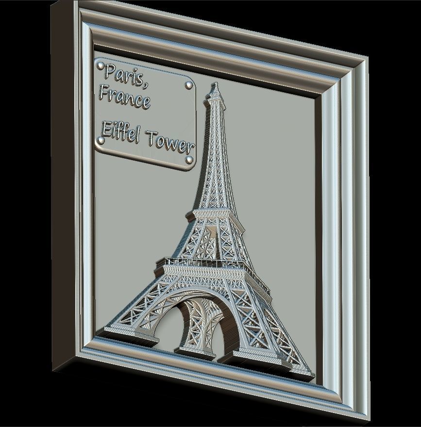 Eiffel Tower Panno STL File for CNC Relief engraving 3D model_1