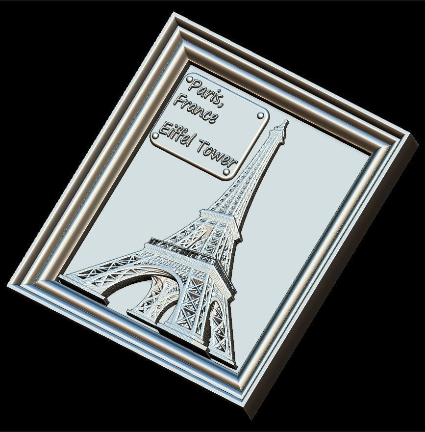 Eiffel Tower Panno STL File for CNC Relief engraving 3D model_2