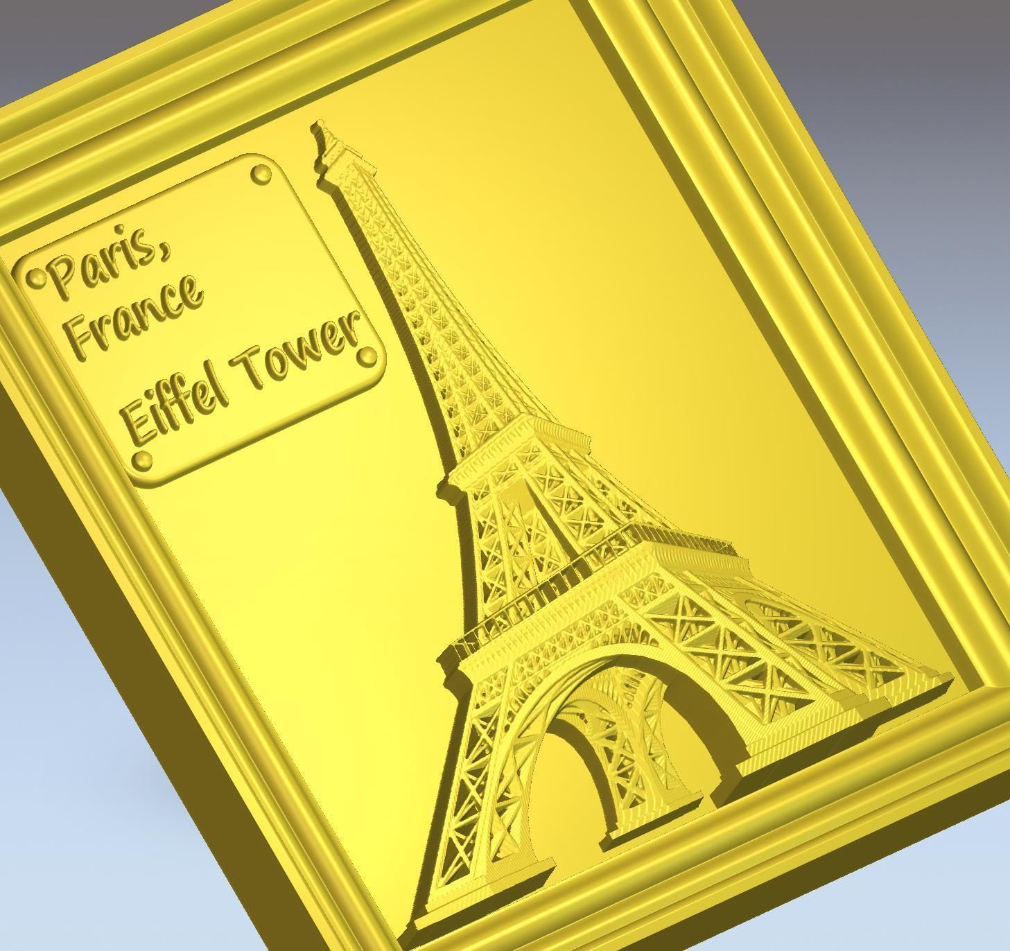 Eiffel Tower Panno STL File for CNC Relief engraving 3D model_12