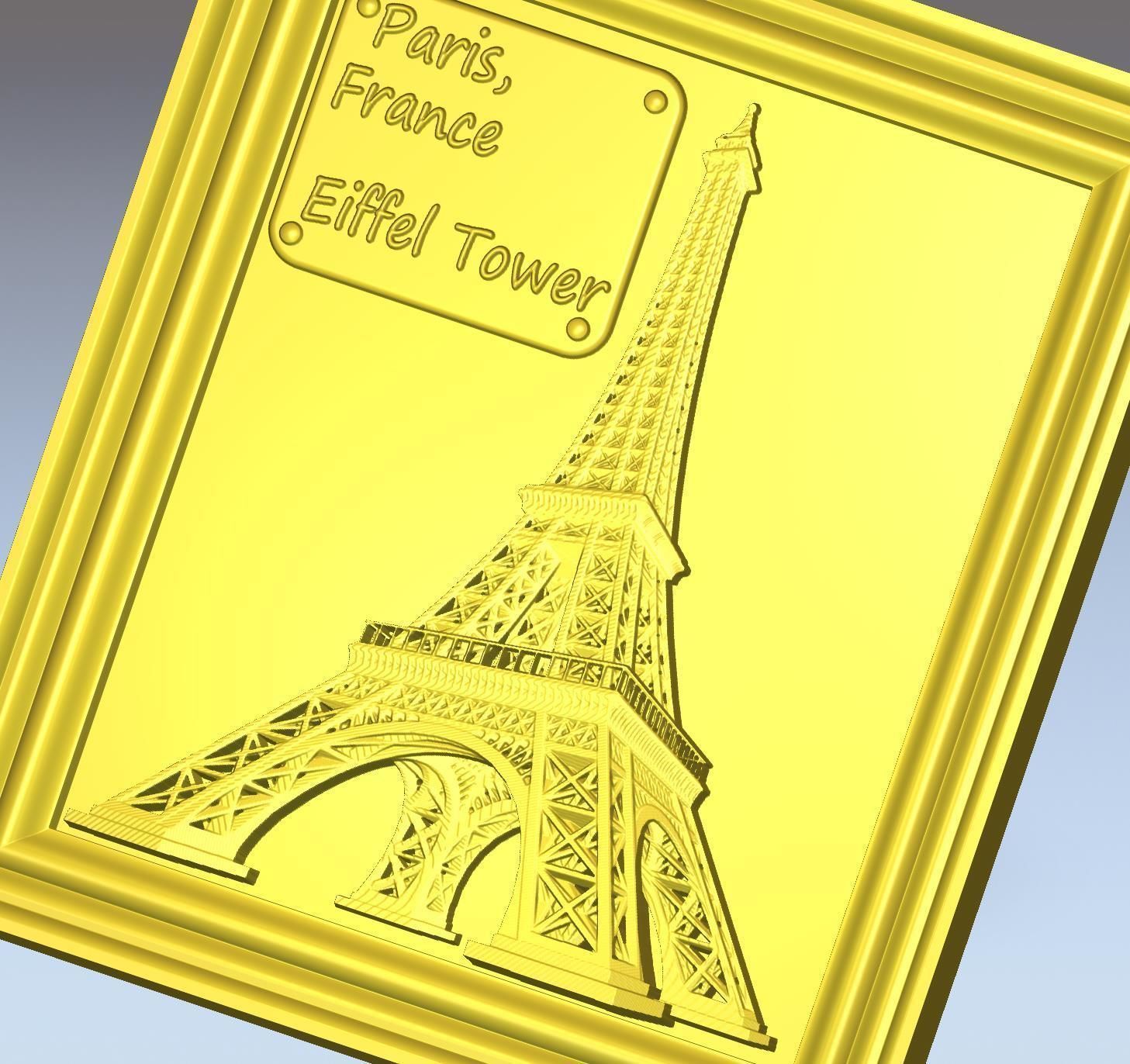 Eiffel Tower Panno STL File for CNC Relief engraving 3D model_13