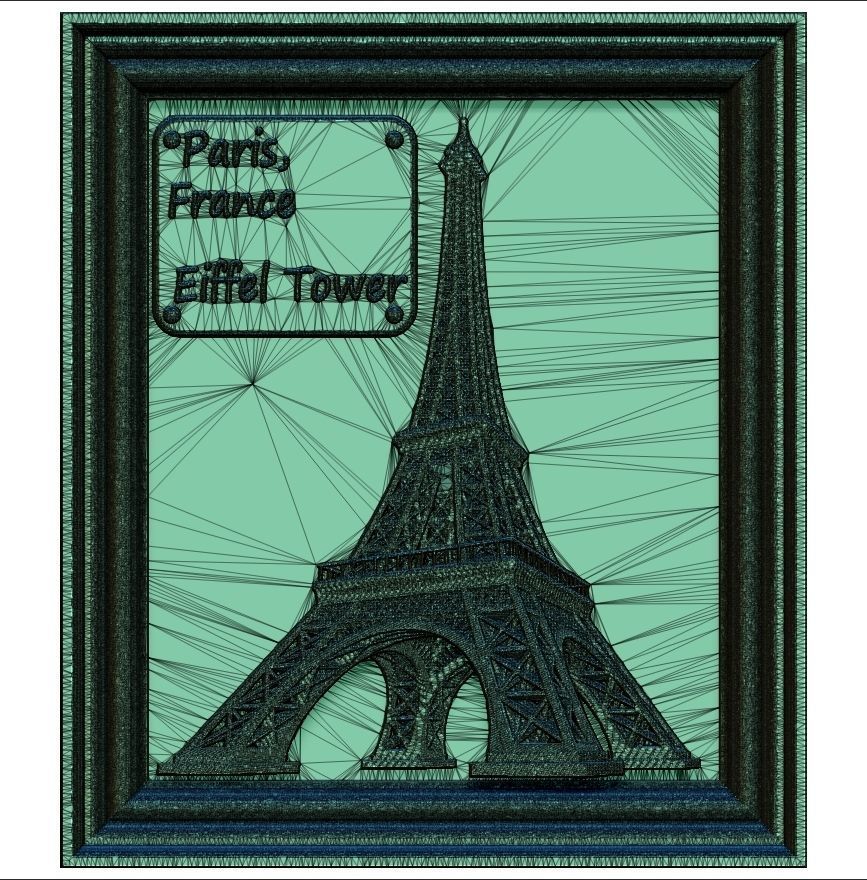 Eiffel Tower Panno STL File for CNC Relief engraving 3D model_4