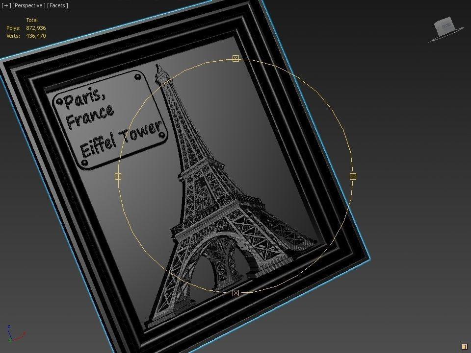 Eiffel Tower Panno STL File for CNC Relief engraving 3D model_7