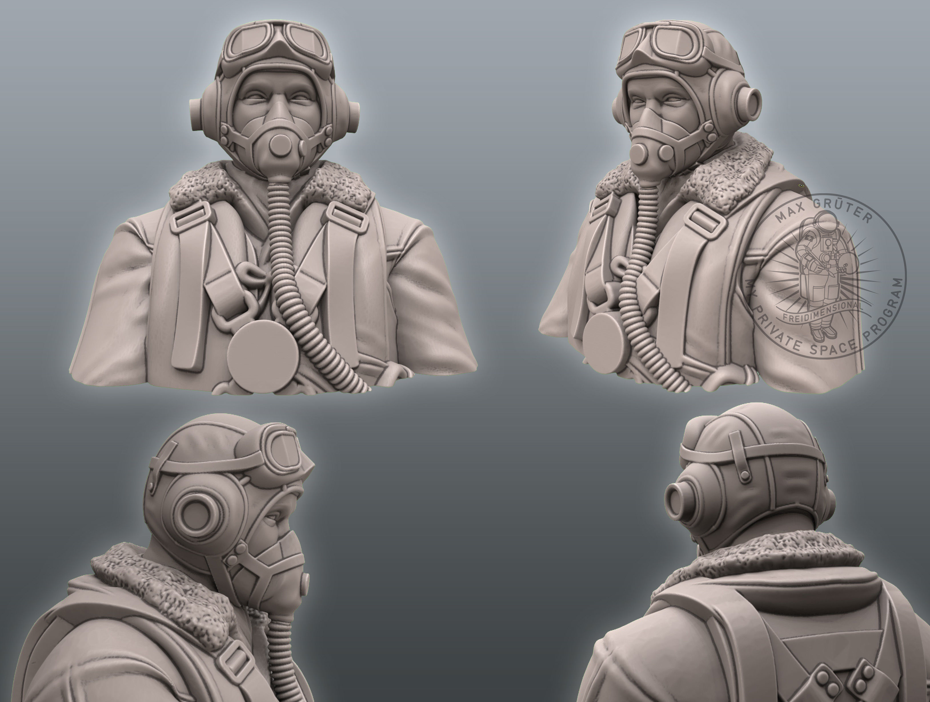 Pilot Bust 3D print model_1
