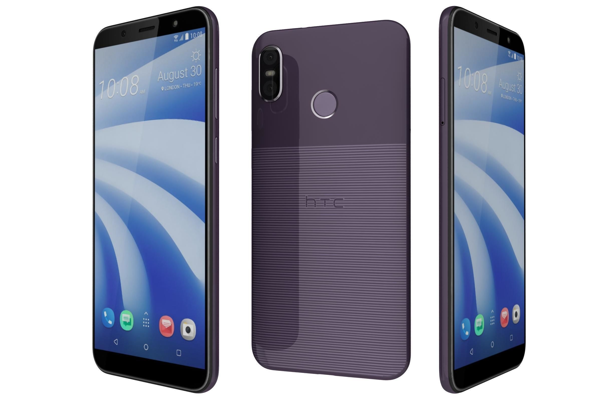 HTC U12 Life Moonlight Blue and Twilight Purple 3D model_2