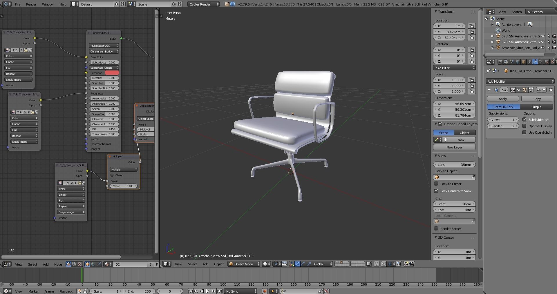 vitra Soft Pad Armchair Low-poly 3D model_4