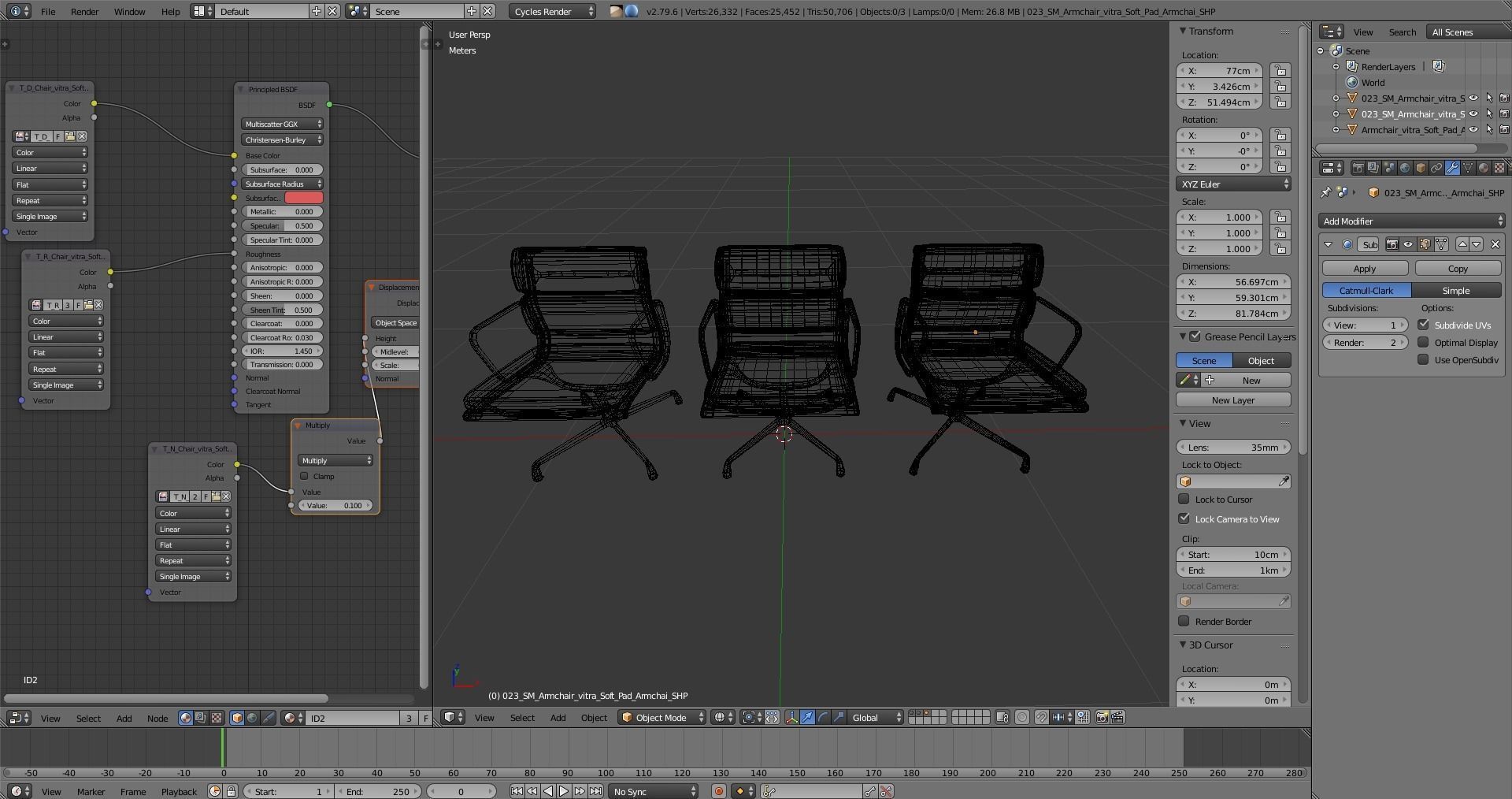 vitra Soft Pad Armchair Low-poly 3D model_5