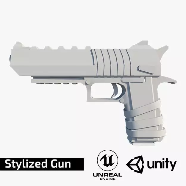 Stylized Gun Free low-poly 3D model