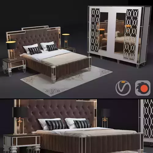 BED MODEL 3 bedroom set 3D model