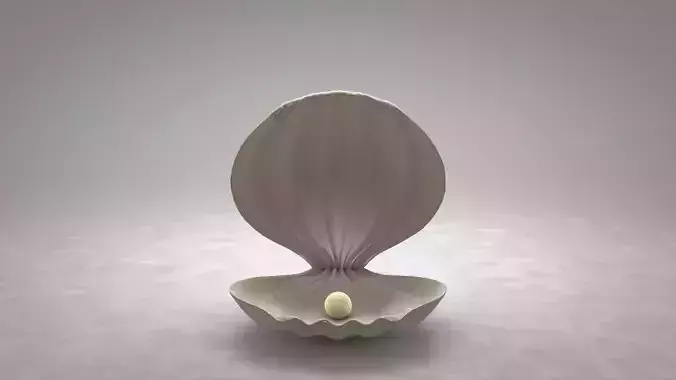Clamshell with a Pearl Low-poly 3D model
