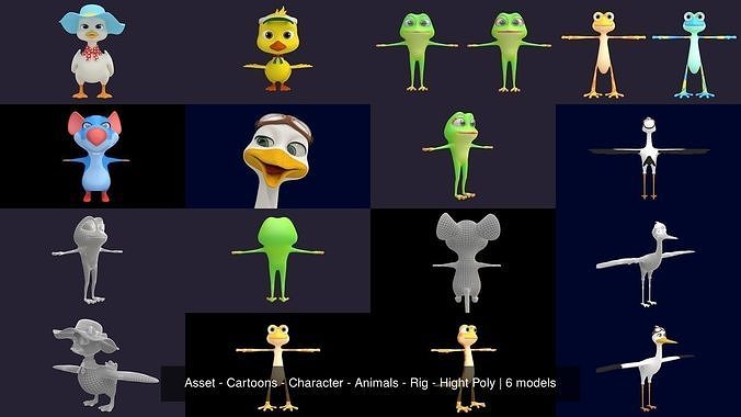 Asset - Cartoons - Character - Animals - Rig - Hight Poly 3D Model Collection
