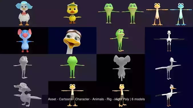 Asset - Cartoons - Character - Animals - Rig - Hight Poly 3D Model Collection