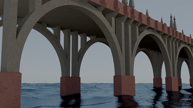Arch bridge Low-poly 3D model