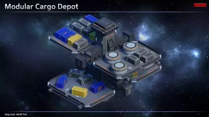 Modular Cargo Depot Space Station Low-poly 3D model