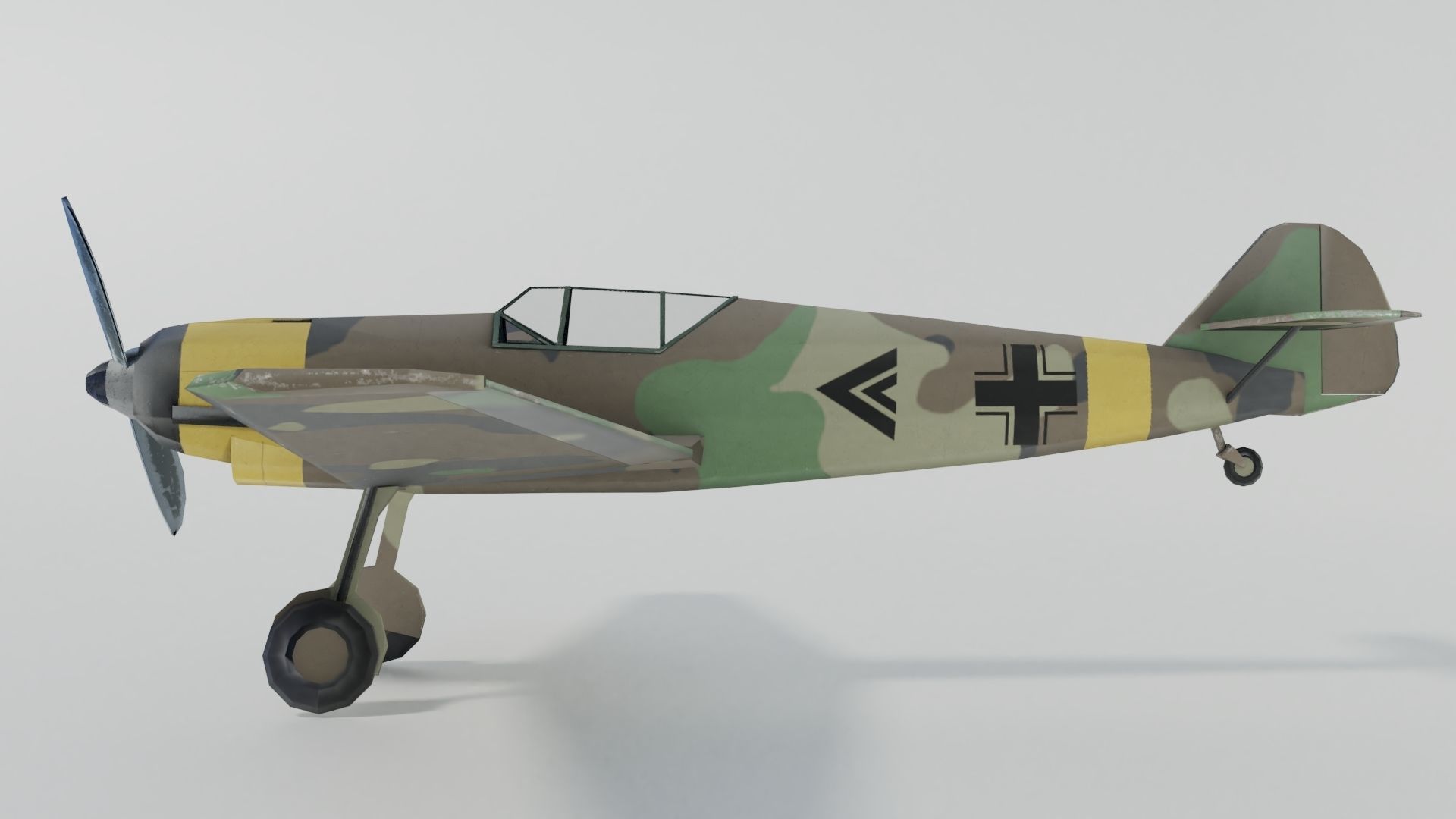 Messerschmitt Bf109B  Low-poly 3D model_3