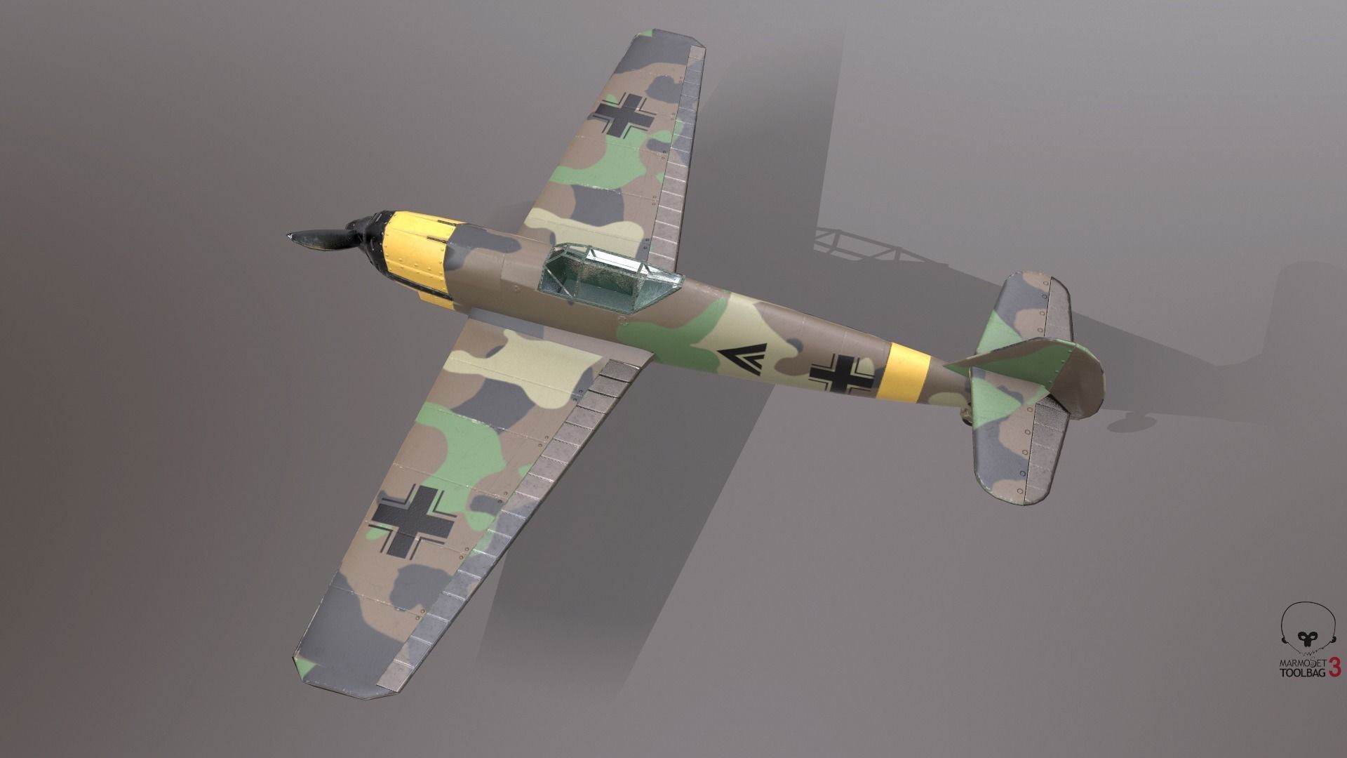Messerschmitt Bf109B  Low-poly 3D model_7