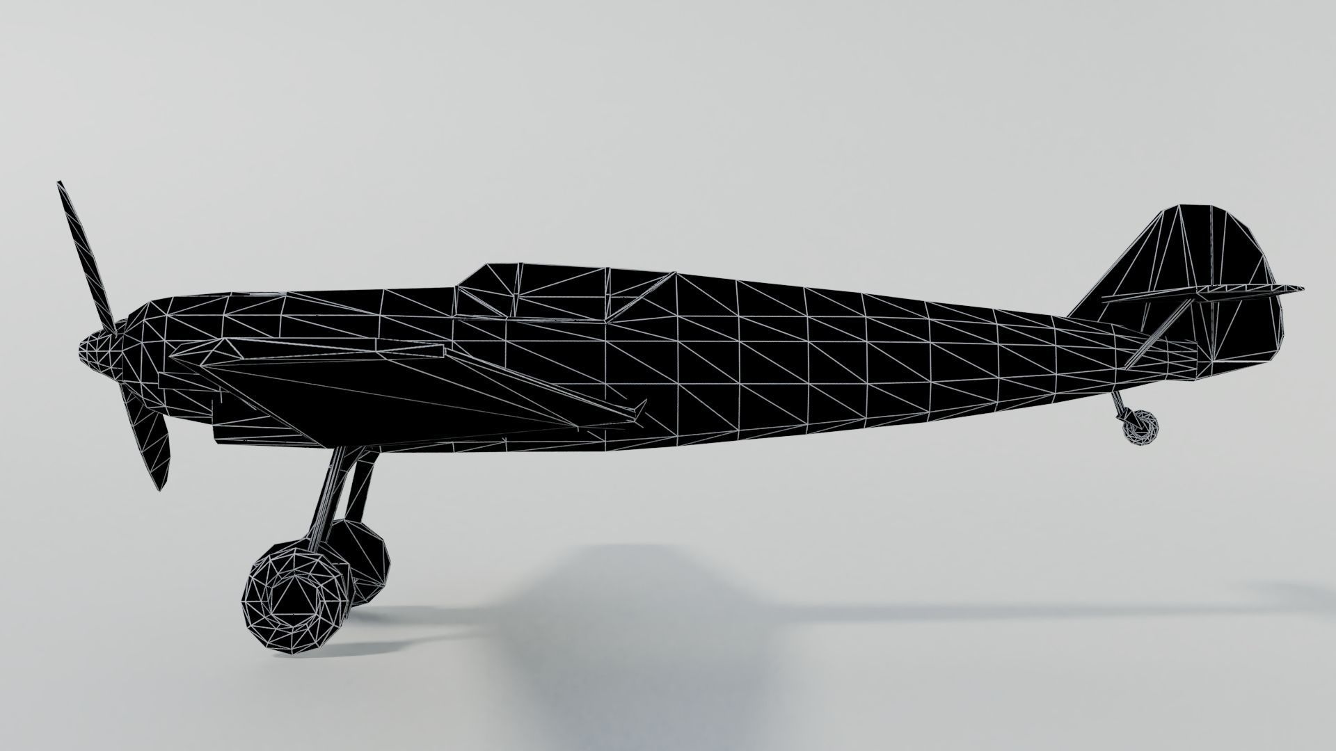 Messerschmitt Bf109B  Low-poly 3D model_16