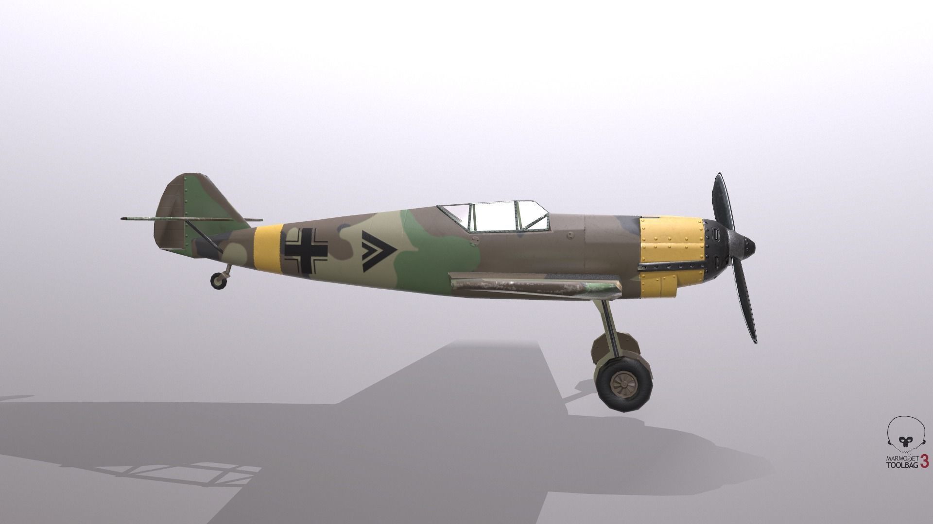 Messerschmitt Bf109B  Low-poly 3D model_10
