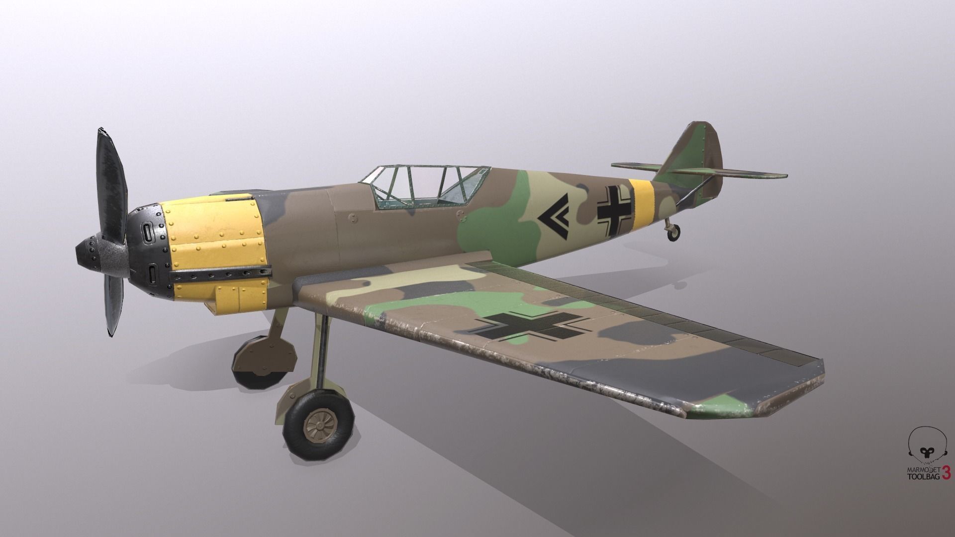 Messerschmitt Bf109B  Low-poly 3D model_6