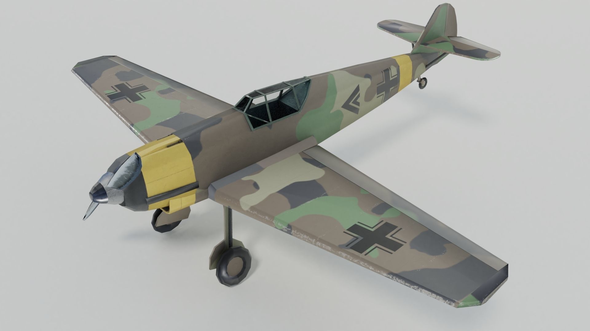 Messerschmitt Bf109B  Low-poly 3D model_1