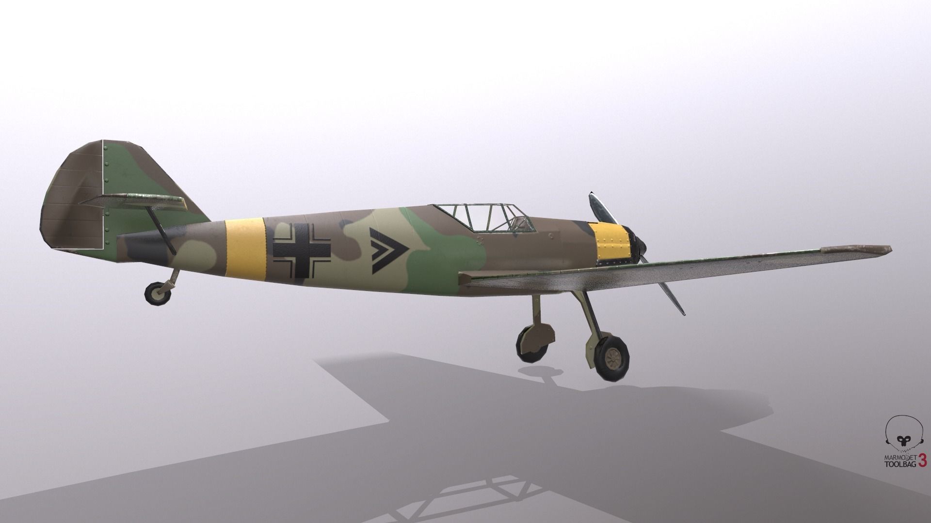Messerschmitt Bf109B  Low-poly 3D model_9