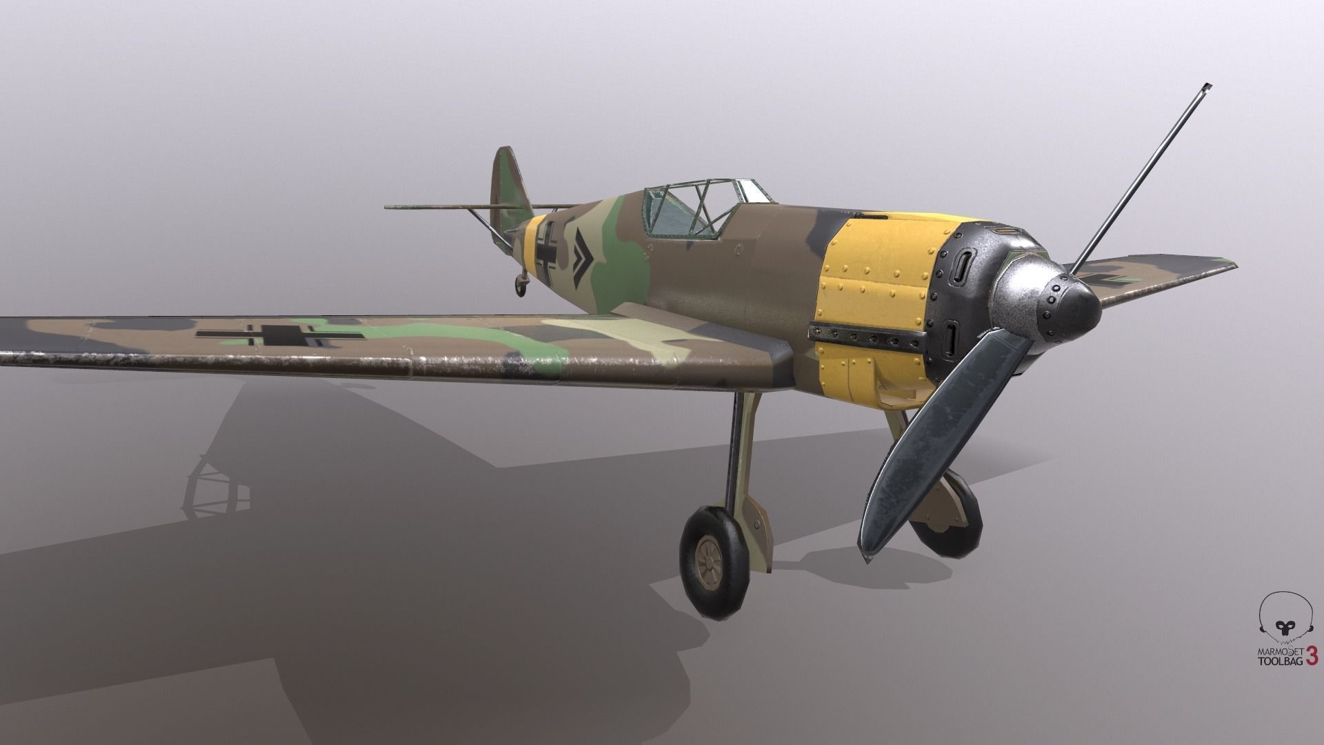 Messerschmitt Bf109B  Low-poly 3D model_8