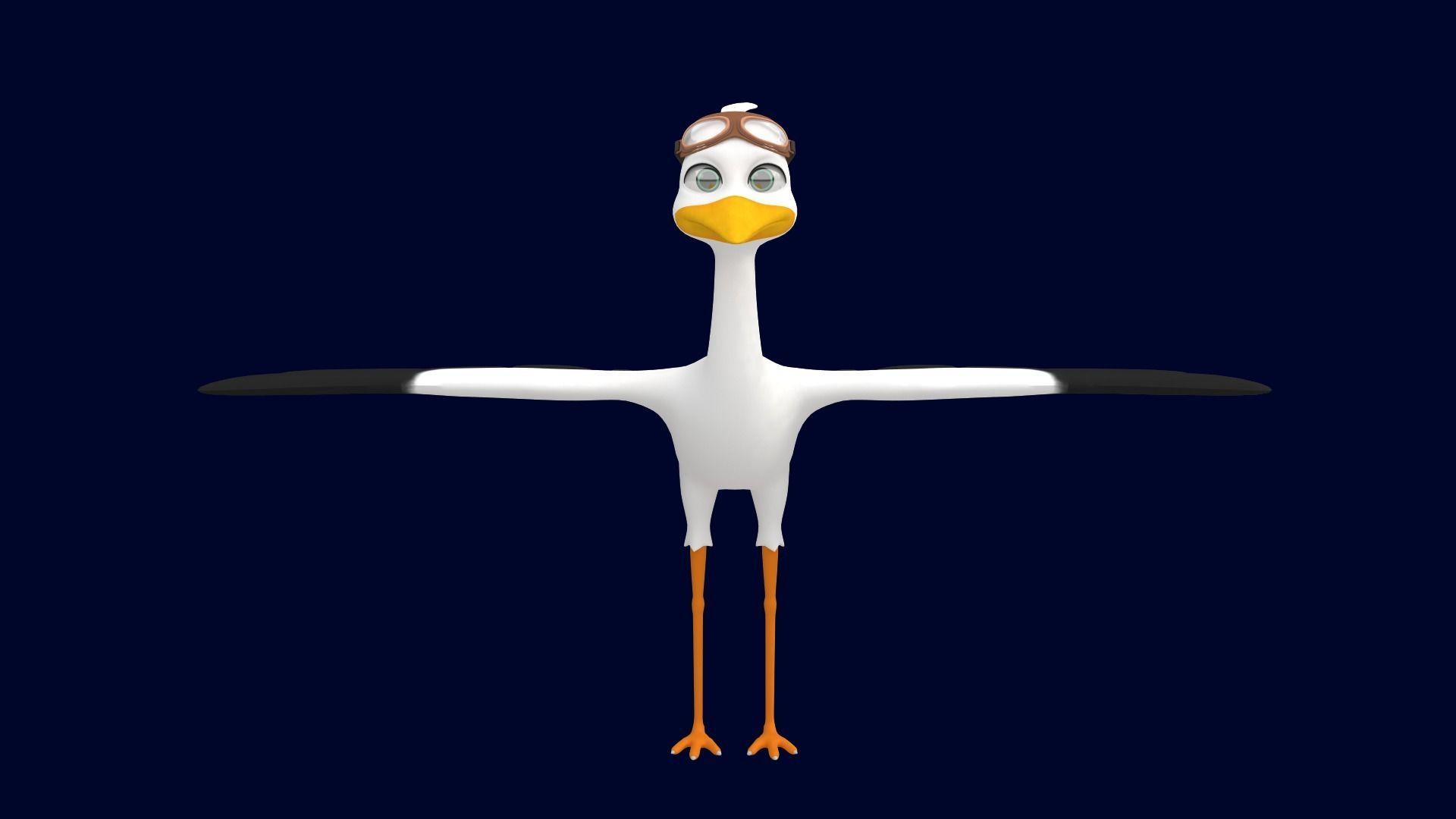 Asset - Cartoons - Character - Animals - Rig - Stork  Low-poly 3D model_3