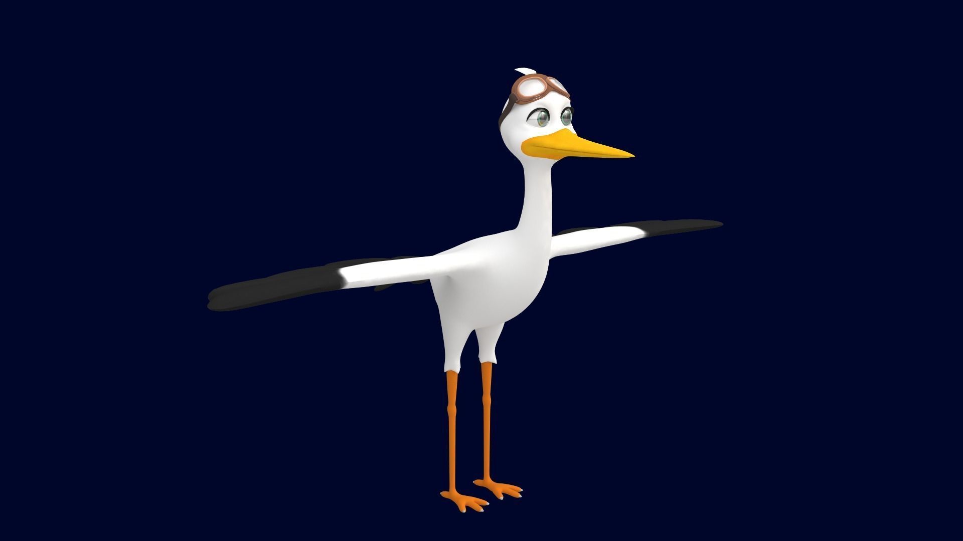 Asset - Cartoons - Character - Animals - Rig - Stork  Low-poly 3D model_4