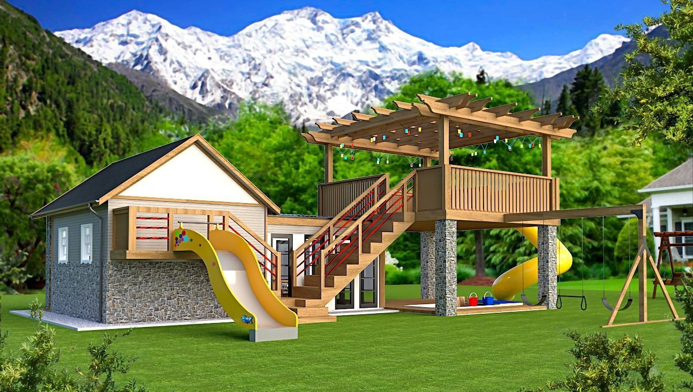 kids play and fun house Low-poly 3D model_4