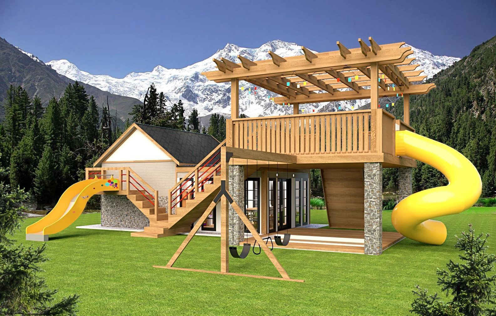 kids play and fun house Low-poly 3D model_6