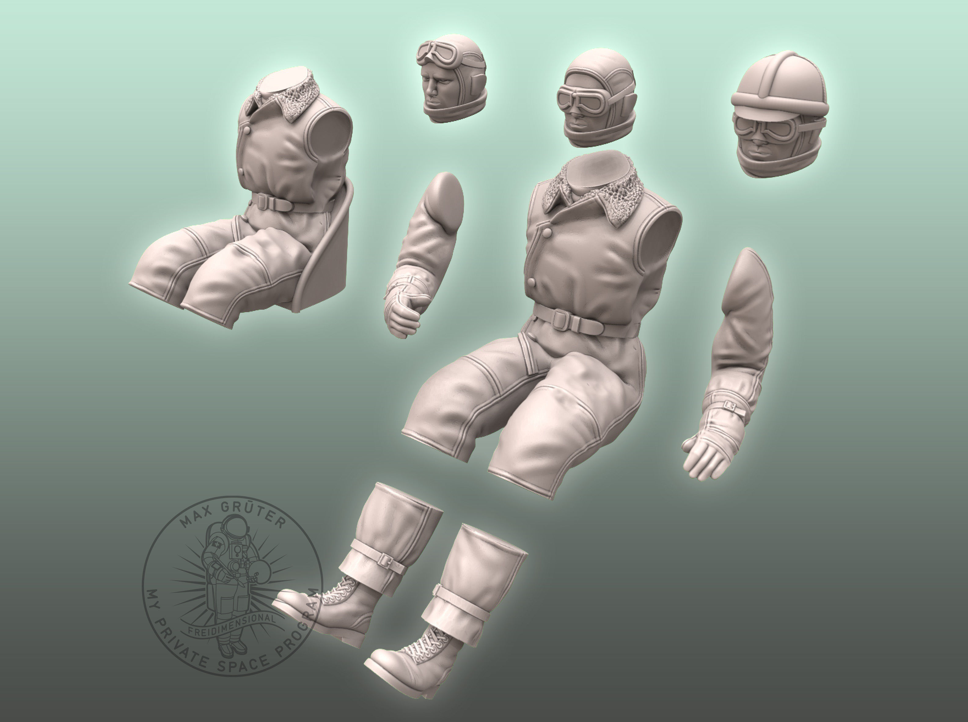 WW I Pilot 3D print model_3