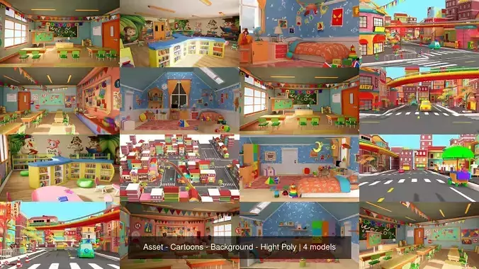 Asset - Cartoons - Background - Hight Poly 3D Model Collection