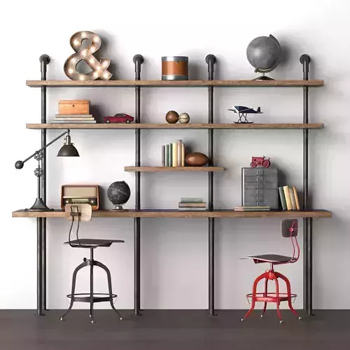 Industrial Pipe Double Desk 3D model