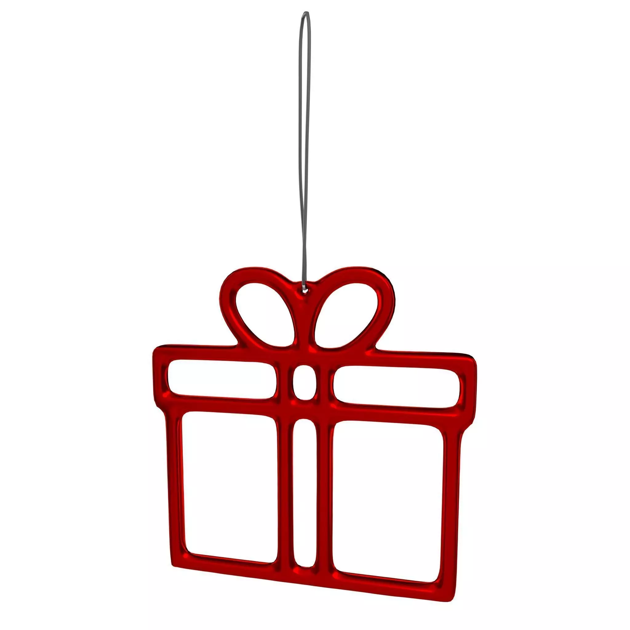 Gift Decoration Red Low-poly 3D model_0