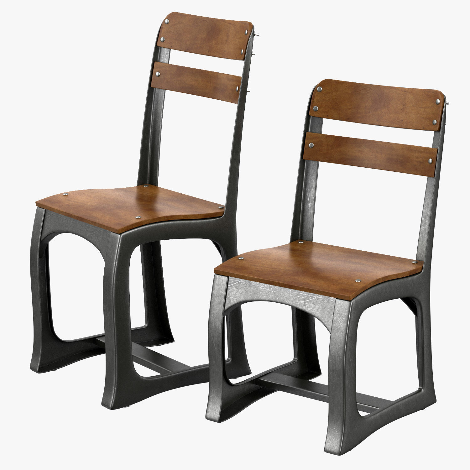 Vintage School House Play Chairs 3D model CGTrader