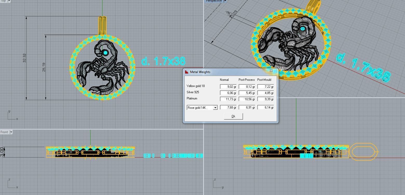 Pendant  Scorpio 3D print model_4