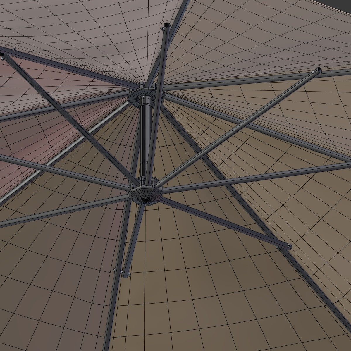 Deck Umbrella - Parasol 4 Low-poly 3D model_15