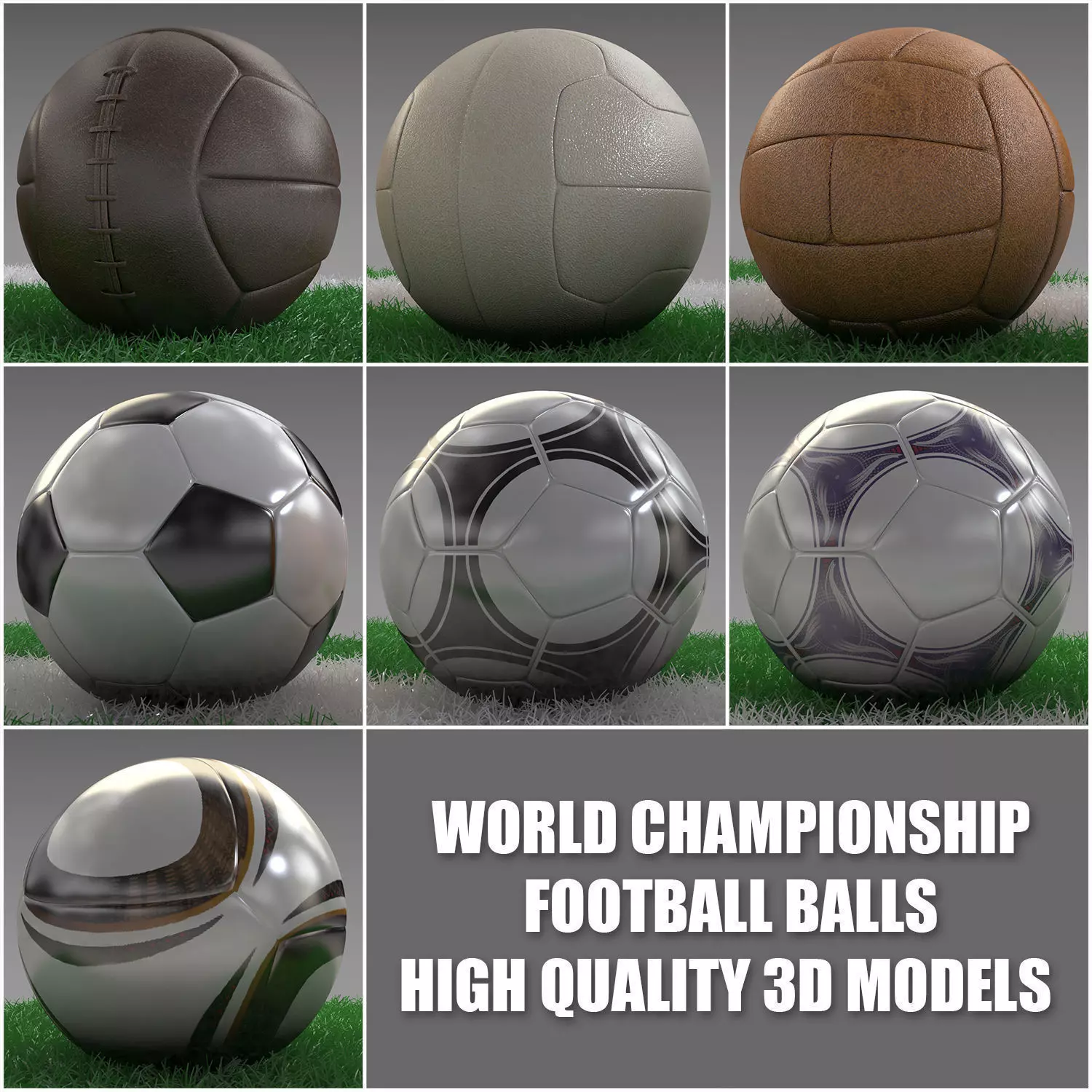 World Championship Football Balls 3D model