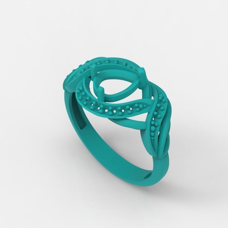 Women Ring with gems and diamonds design 3dm stl vintage 3D print model_18