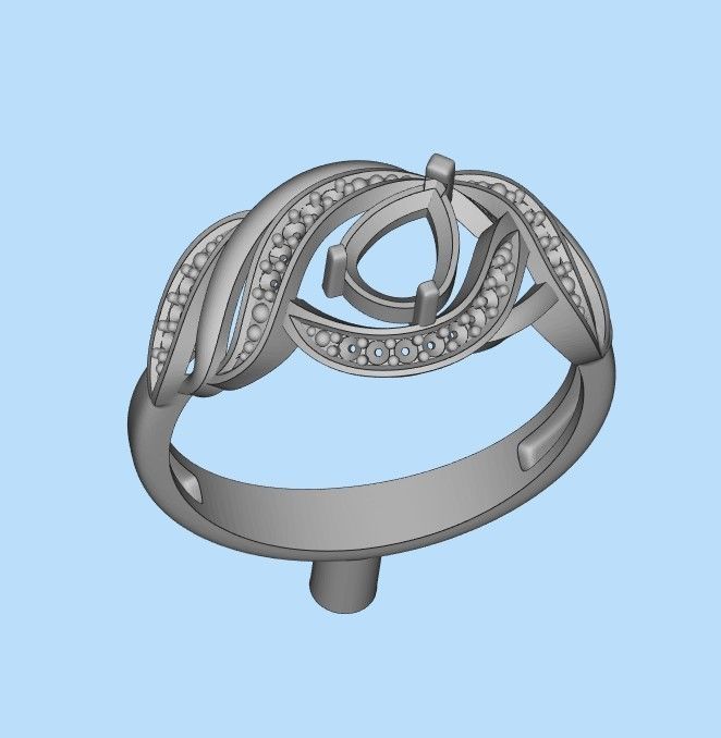 Women Ring with gems and diamonds design 3dm stl vintage 3D print model_28