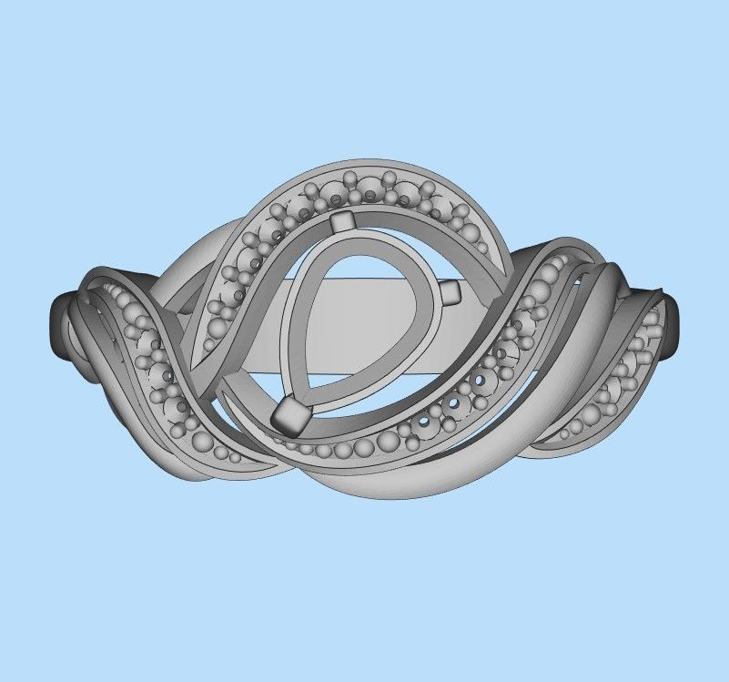 Women Ring with gems and diamonds design 3dm stl vintage 3D print model_29